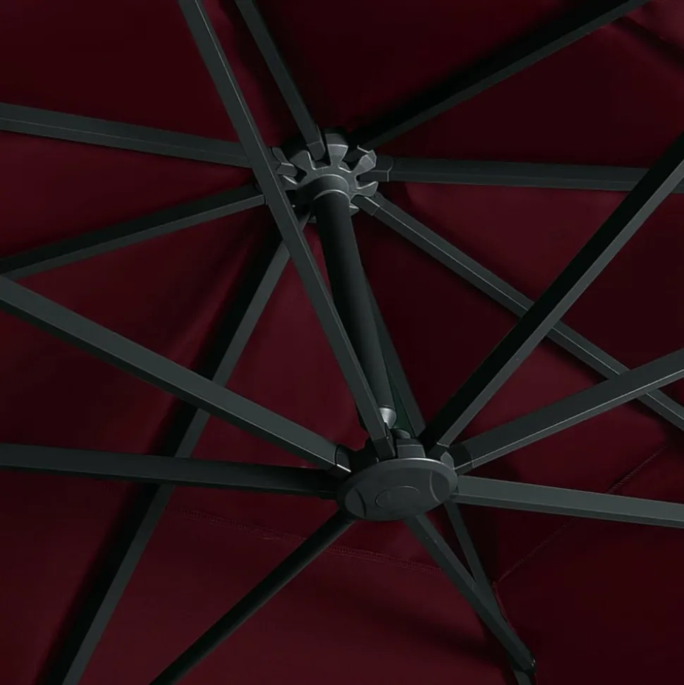 MAISON EXCLUSIVE - Parasol de jardin en porte-à-faux lumières led rouge bordeaux