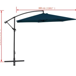 MAISON EXCLUSIVE - Parasol de jardin en porte-à-faux 3 m bleu