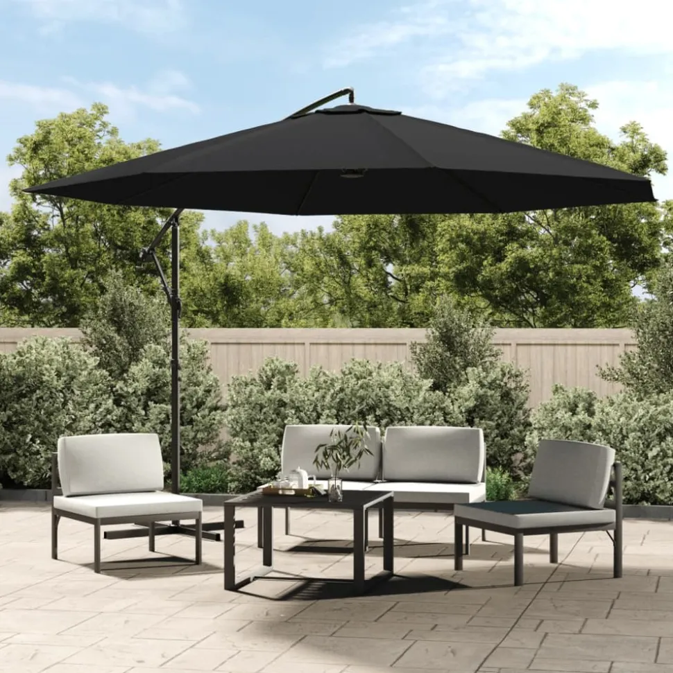 MAISON EXCLUSIVE - Parasol de jardin en porte-à-faux avec mât en aluminium noir