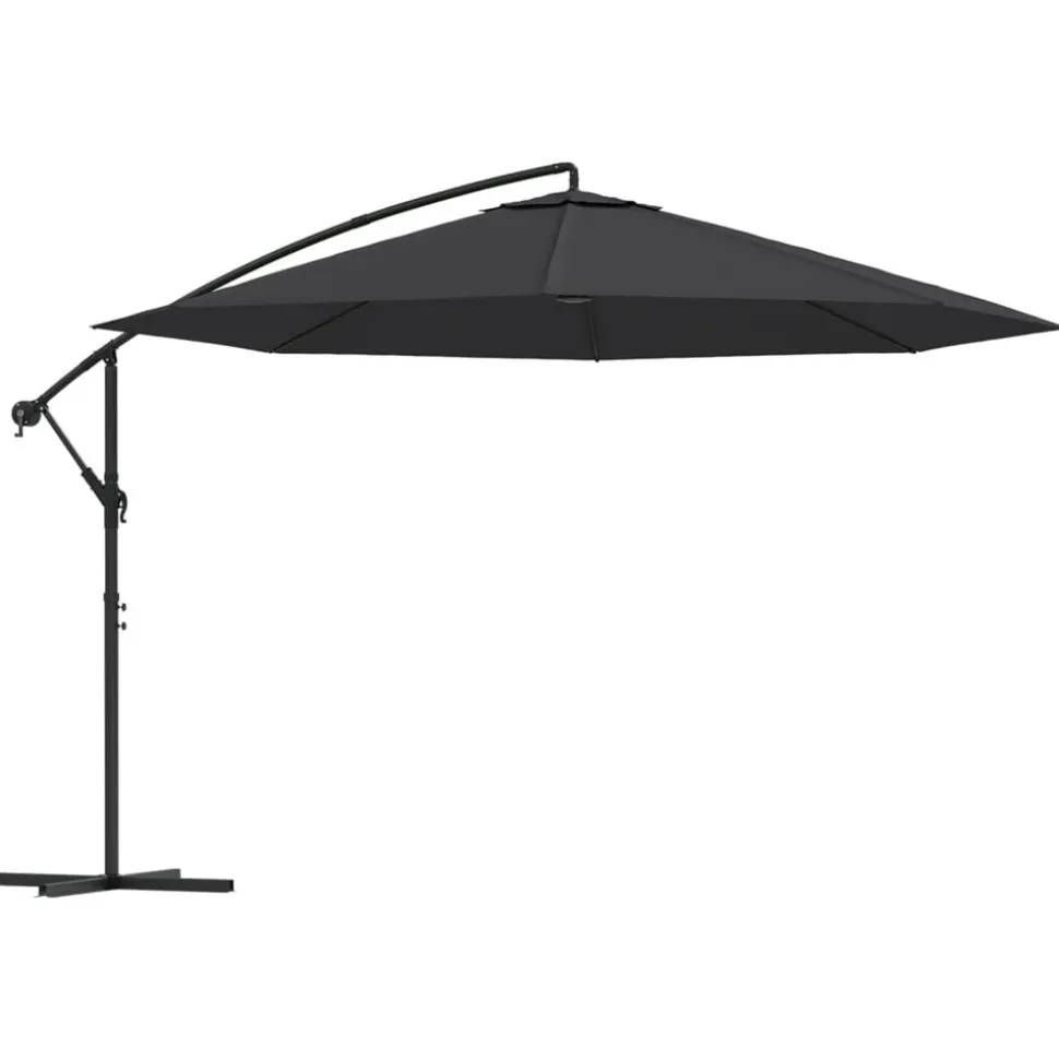 MAISON EXCLUSIVE - Parasol de jardin en porte-à-faux avec mât en aluminium noir