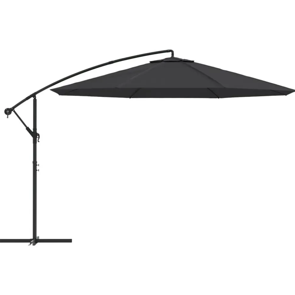 MAISON EXCLUSIVE - Parasol de jardin en porte-à-faux avec mât en aluminium noir