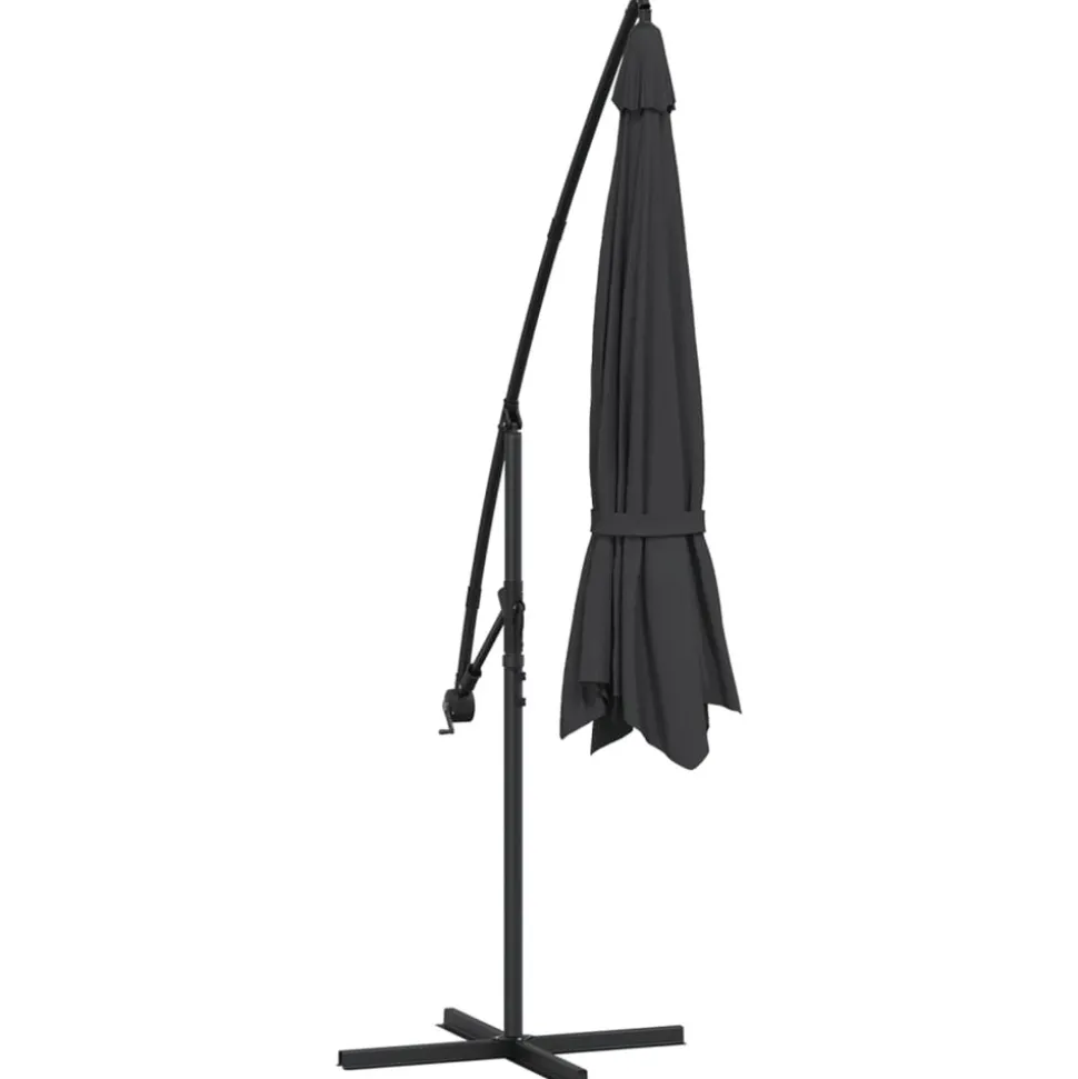 MAISON EXCLUSIVE - Parasol de jardin en porte-à-faux avec mât en aluminium noir