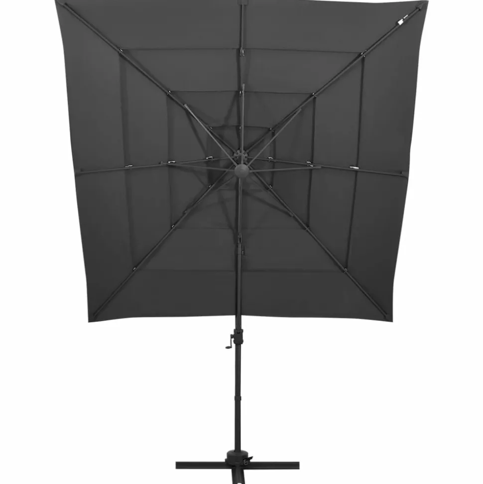 MAISON EXCLUSIVE - Parasol de jardin à 4 niveaux avec mât en aluminium anthracite