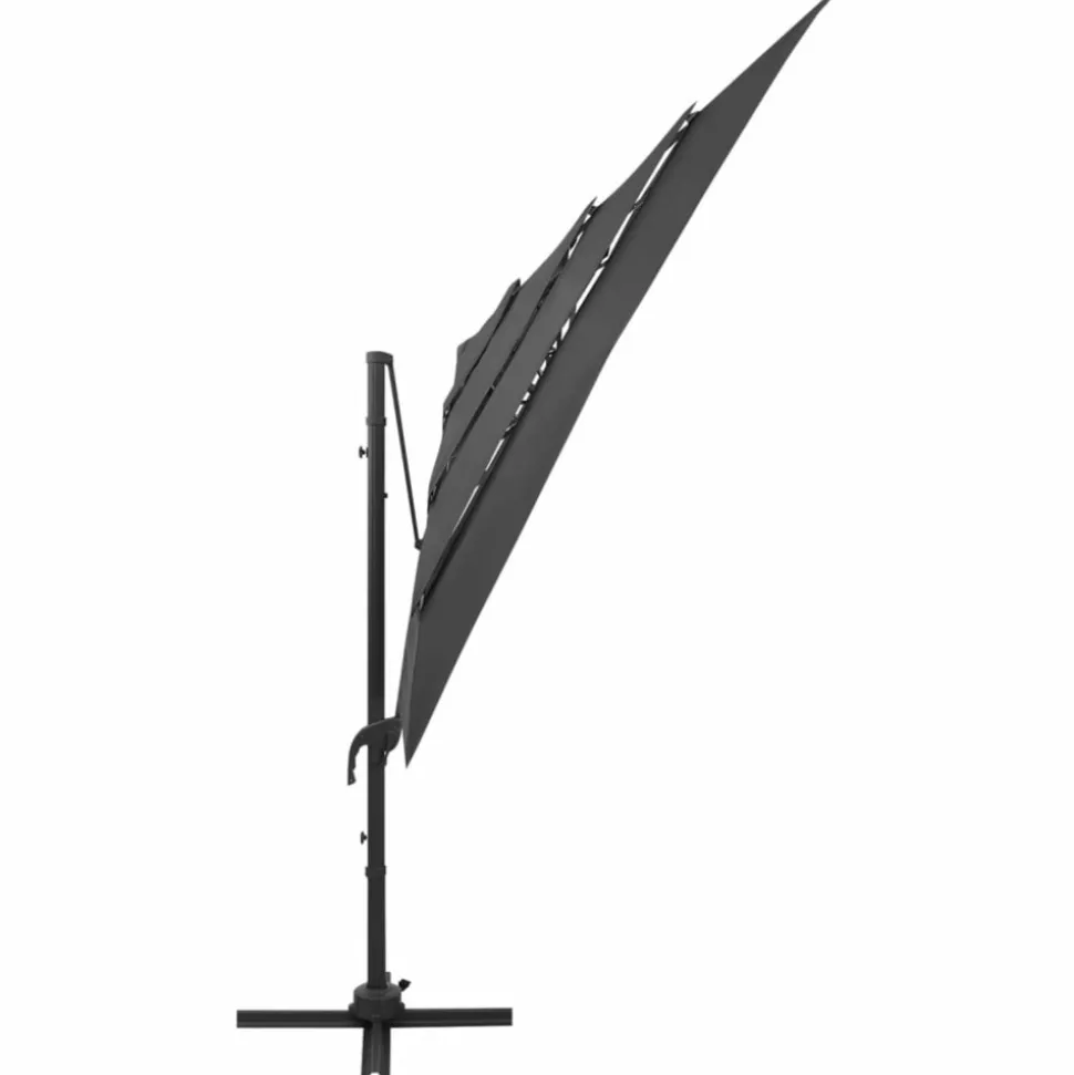 MAISON EXCLUSIVE - Parasol de jardin à 4 niveaux avec mât en aluminium anthracite