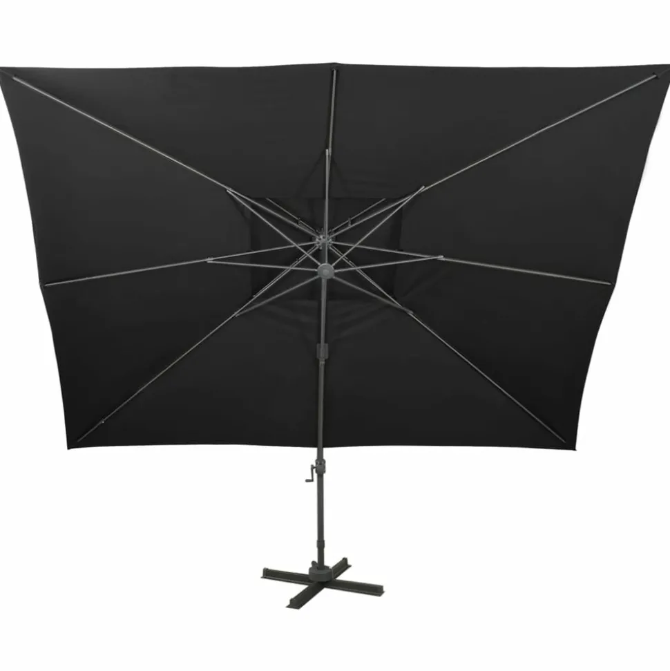 MAISON EXCLUSIVE - Parasol de jardin en porte-à-faux avec double toit noir