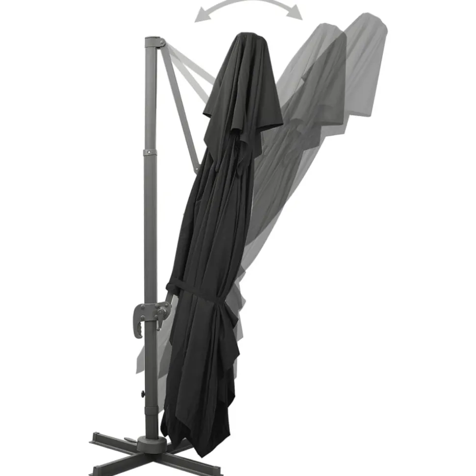 MAISON EXCLUSIVE - Parasol de jardin en porte-à-faux avec double toit noir