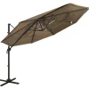 MAISON EXCLUSIVE - Parasol de jardin à 4 niveaux avec mât en aluminium taupe 3x3 m