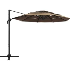 MAISON EXCLUSIVE - Parasol de jardin à 4 niveaux avec mât en aluminium taupe 3x3 m
