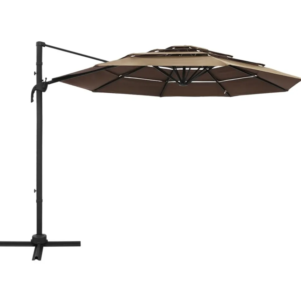 MAISON EXCLUSIVE - Parasol de jardin à 4 niveaux avec mât en aluminium taupe 3x3 m