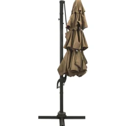 MAISON EXCLUSIVE - Parasol de jardin à 4 niveaux avec mât en aluminium taupe 3x3 m