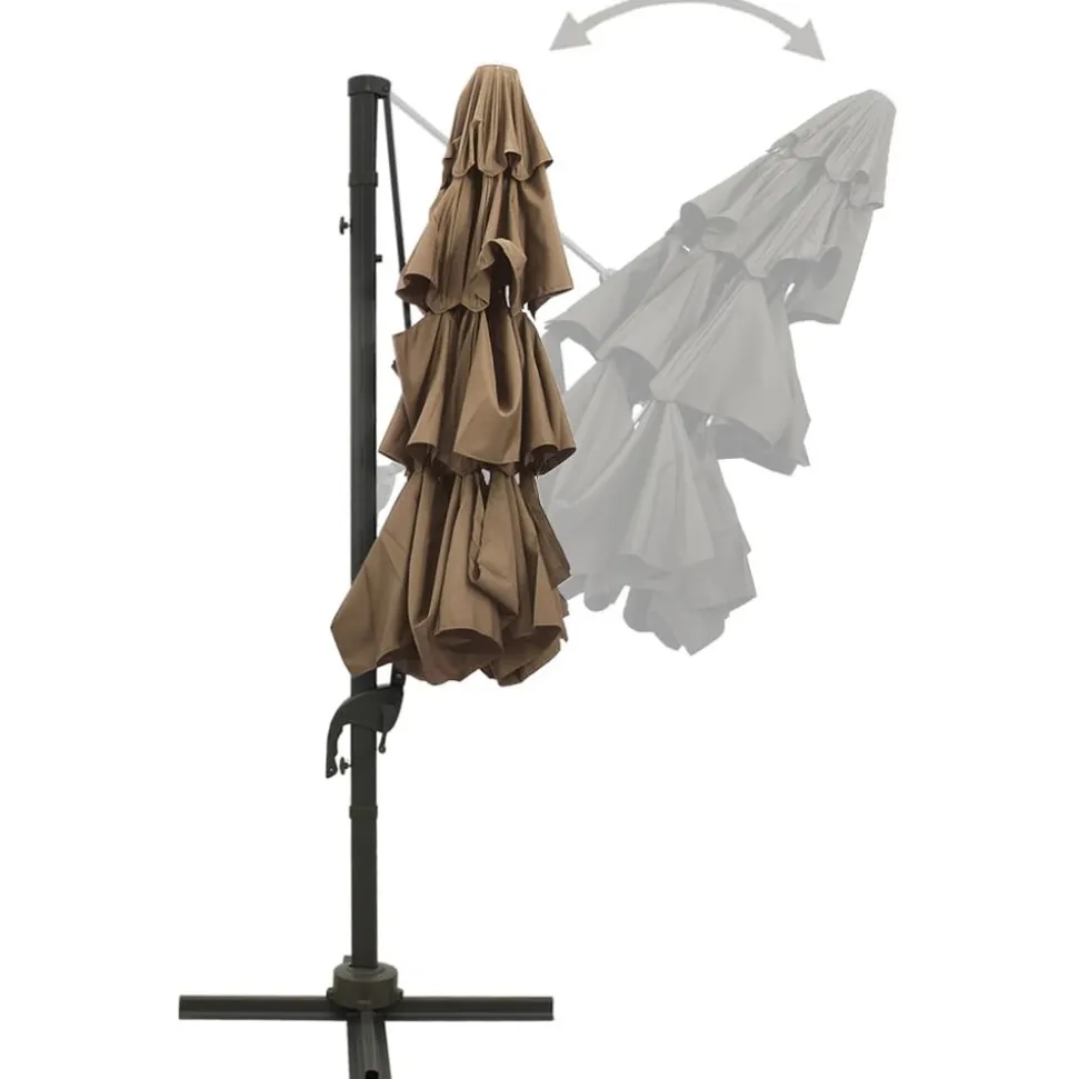 MAISON EXCLUSIVE - Parasol de jardin à 4 niveaux avec mât en aluminium taupe 3x3 m