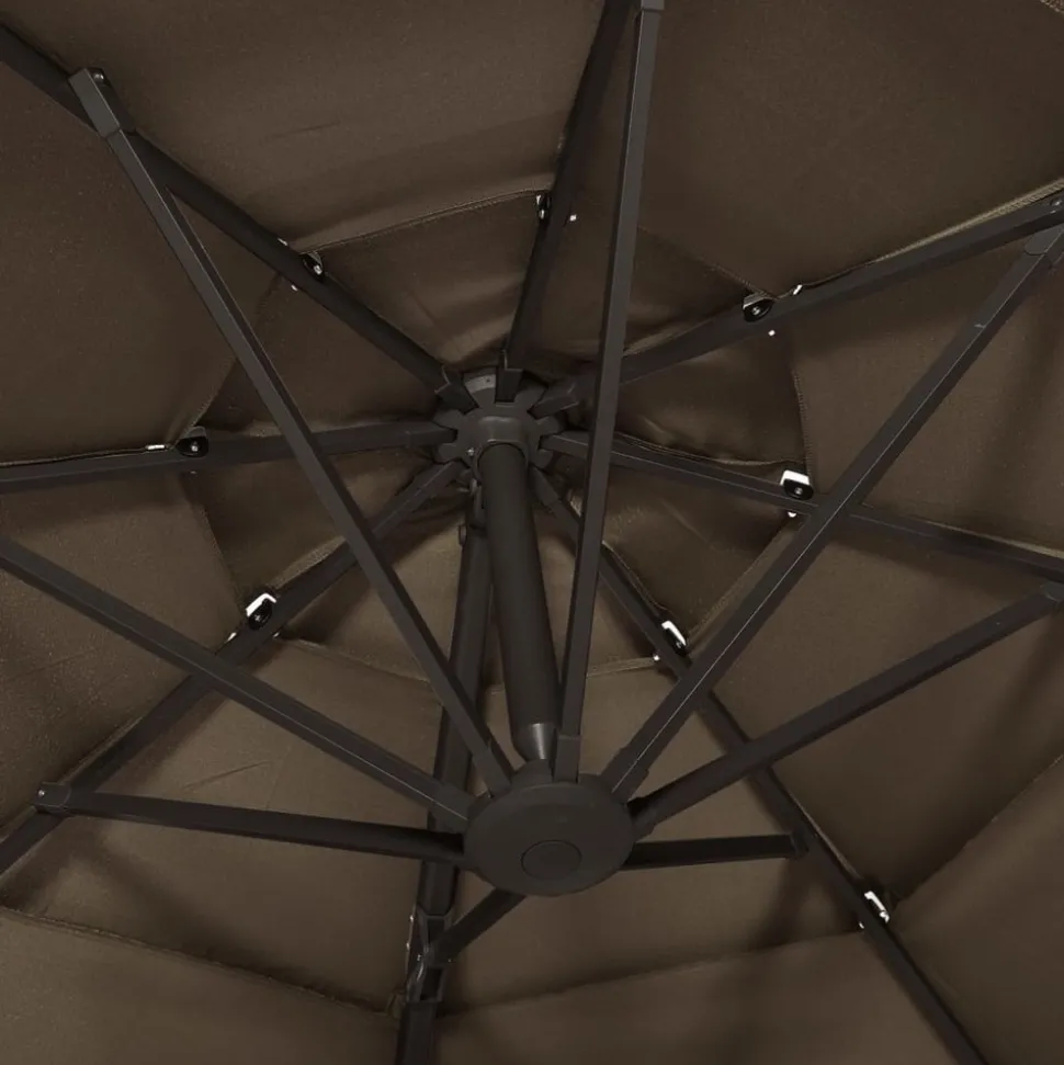 MAISON EXCLUSIVE - Parasol de jardin à 4 niveaux avec mât en aluminium taupe 3x3 m