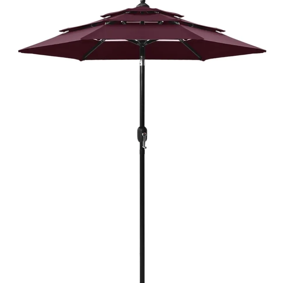MAISON EXCLUSIVE - Parasol de jardin à 3 niveaux mât en aluminium rouge bordeaux