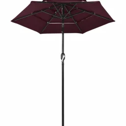 MAISON EXCLUSIVE - Parasol de jardin à 3 niveaux mât en aluminium rouge bordeaux