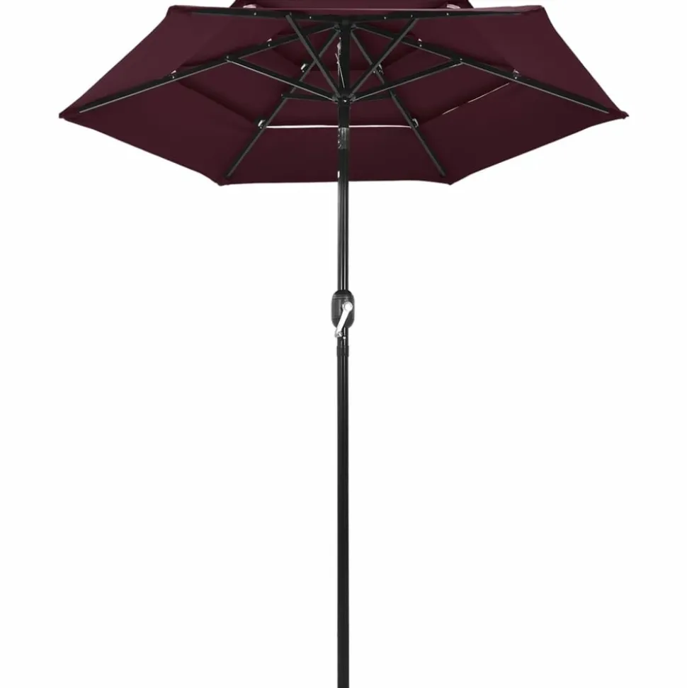 MAISON EXCLUSIVE - Parasol de jardin à 3 niveaux mât en aluminium rouge bordeaux