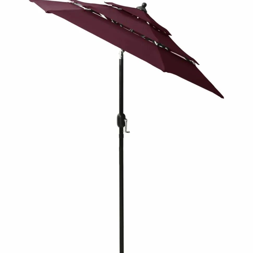 MAISON EXCLUSIVE - Parasol de jardin à 3 niveaux mât en aluminium rouge bordeaux