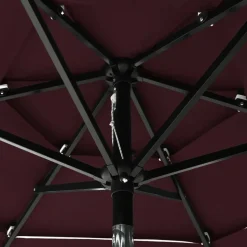 MAISON EXCLUSIVE - Parasol de jardin à 3 niveaux mât en aluminium rouge bordeaux