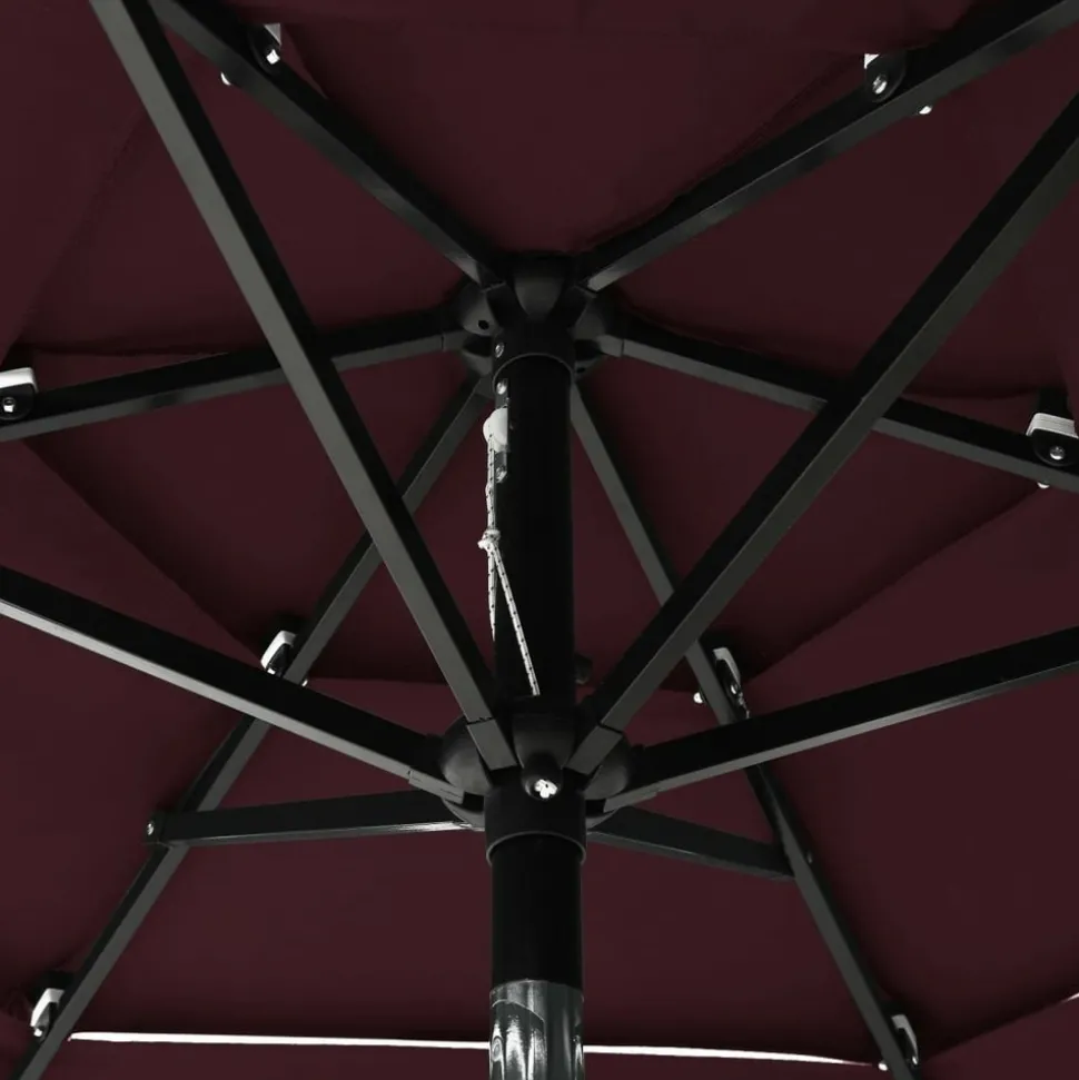 MAISON EXCLUSIVE - Parasol de jardin à 3 niveaux mât en aluminium rouge bordeaux