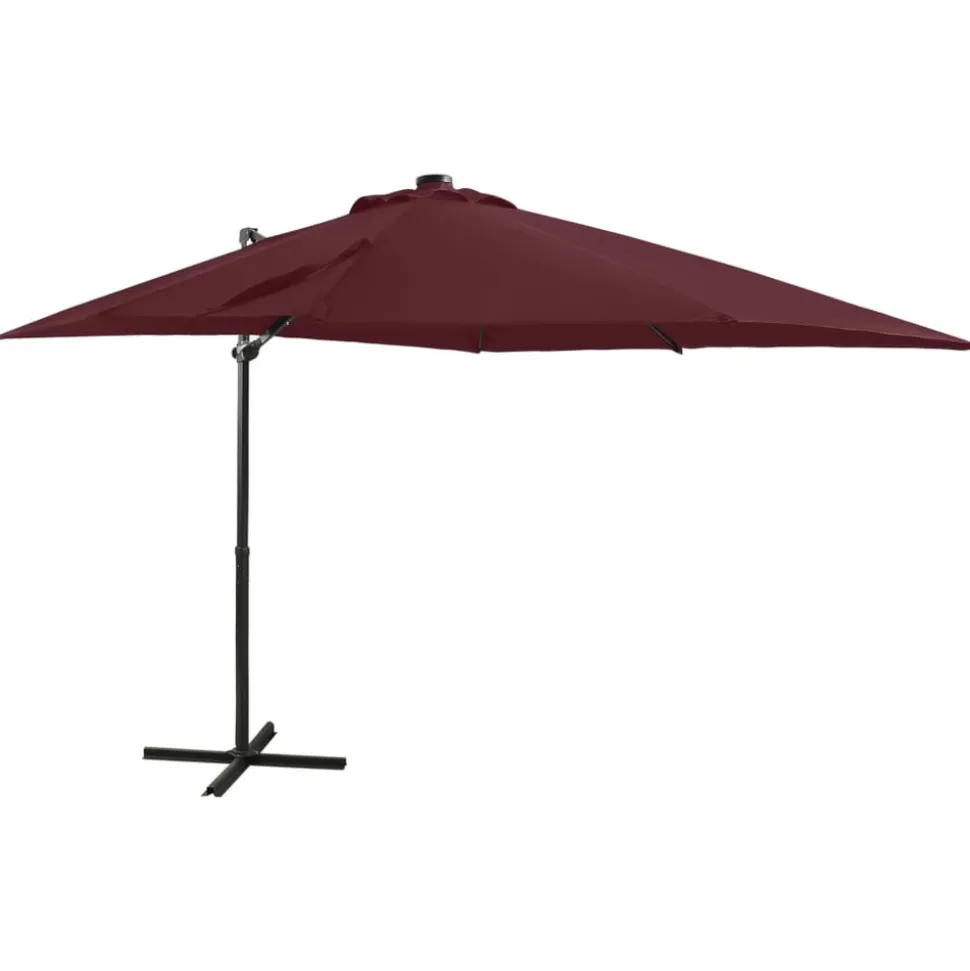 MAISON EXCLUSIVE - Parasol de jardin en porte-à-faux avec mât et lumières led