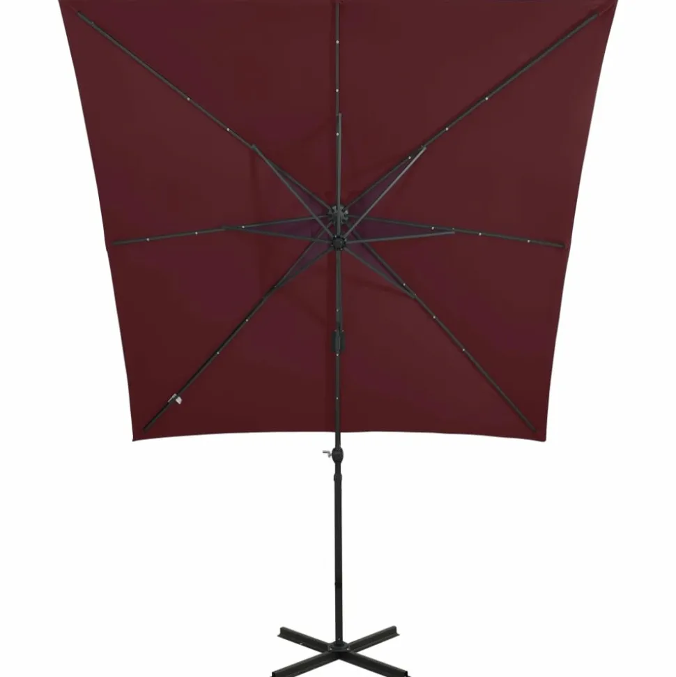 MAISON EXCLUSIVE - Parasol de jardin en porte-à-faux avec mât et lumières led