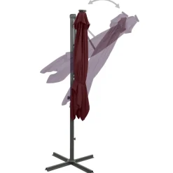MAISON EXCLUSIVE - Parasol de jardin en porte-à-faux avec mât et lumières led