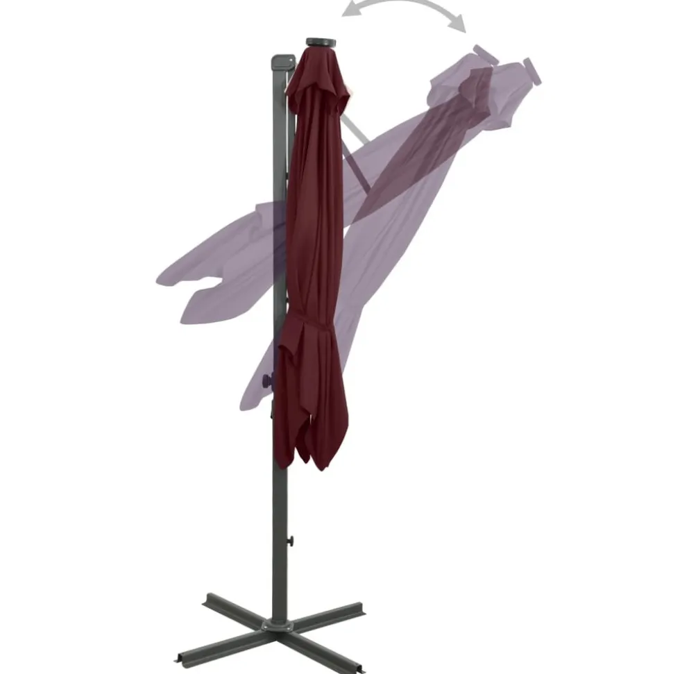 MAISON EXCLUSIVE - Parasol de jardin en porte-à-faux avec mât et lumières led
