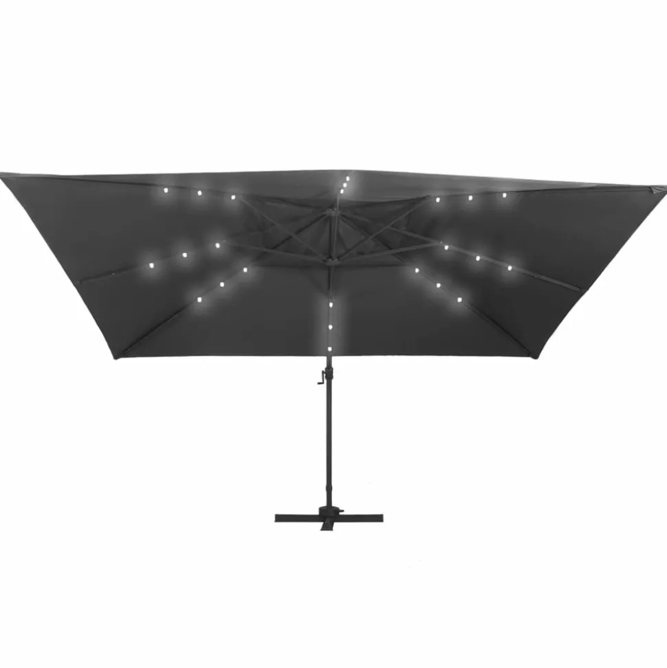 MAISON EXCLUSIVE - Parasol de jardin en porte-à-faux lumières led mât en aluminium