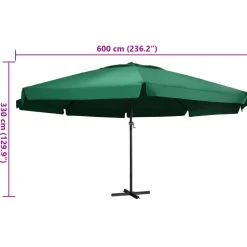 MAISON EXCLUSIVE - Parasol de jardin avec mât en aluminium 600 cm vert