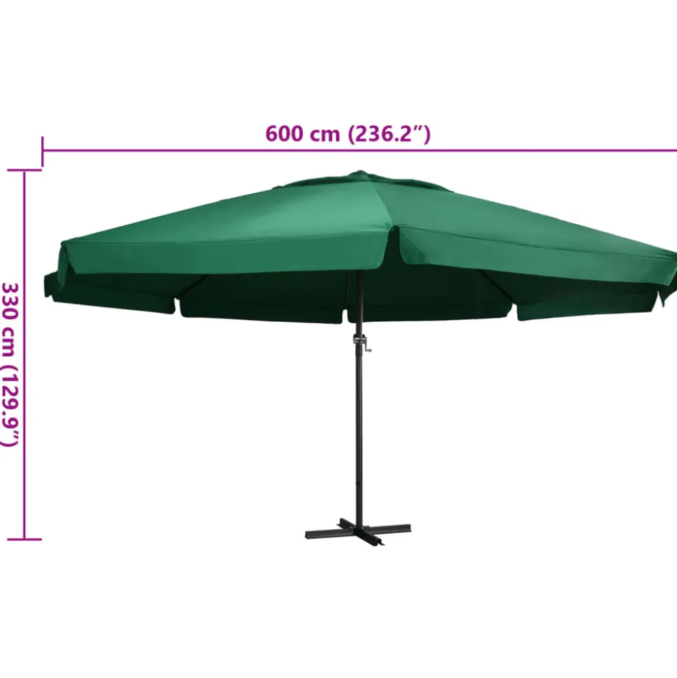 MAISON EXCLUSIVE - Parasol de jardin avec mât en aluminium 600 cm vert