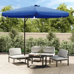 MAISON EXCLUSIVE - Parasol de jardin avec mât en acier 300 cm bleu azuré