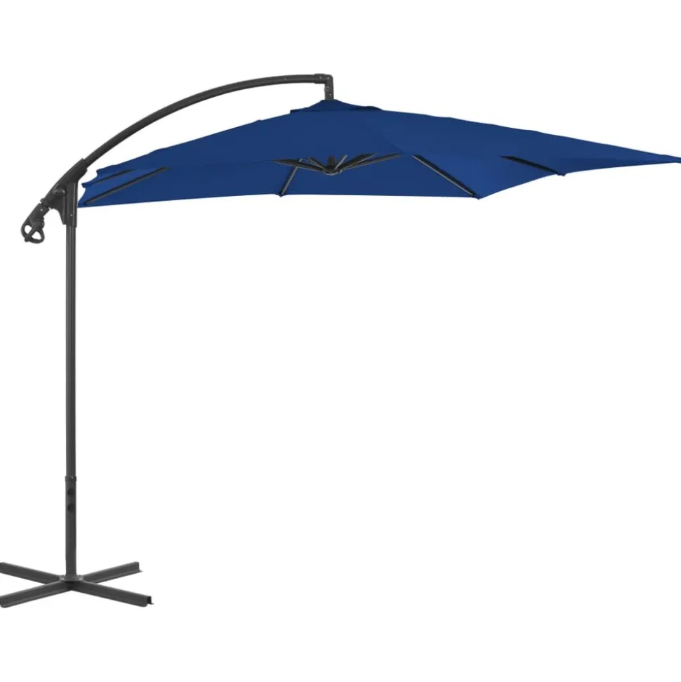 MAISON EXCLUSIVE - Parasol de jardin en porte-à-faux avec mât en acier azuré