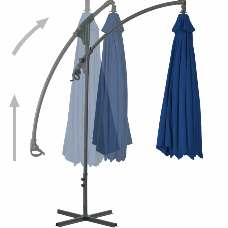MAISON EXCLUSIVE - Parasol de jardin en porte-à-faux avec mât en acier azuré