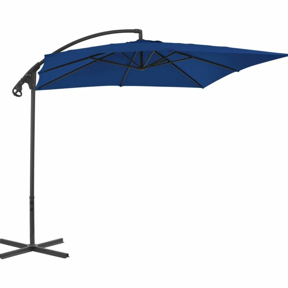 MAISON EXCLUSIVE - Parasol de jardin en porte-à-faux avec mât en acier azuré