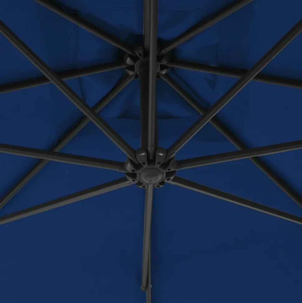 MAISON EXCLUSIVE - Parasol de jardin en porte-à-faux avec mât en acier azuré