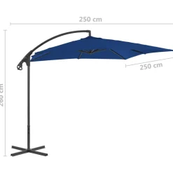 MAISON EXCLUSIVE - Parasol de jardin en porte-à-faux avec mât en acier azuré