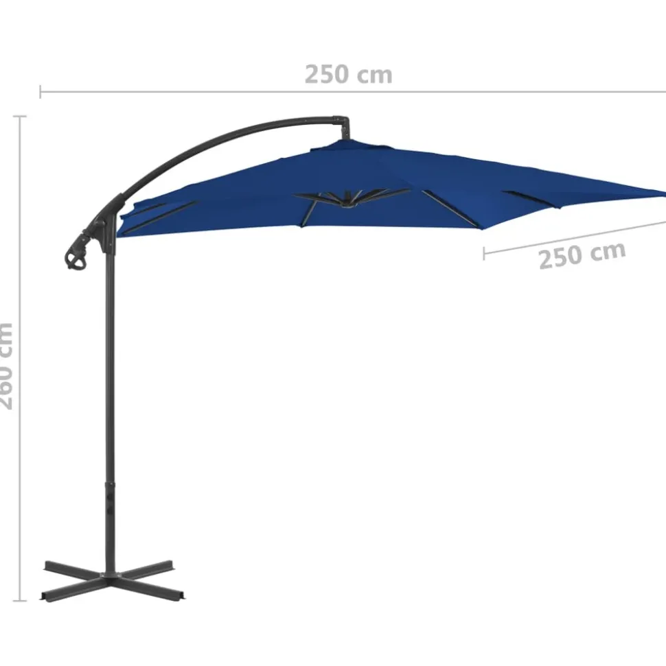 MAISON EXCLUSIVE - Parasol de jardin en porte-à-faux avec mât en acier azuré