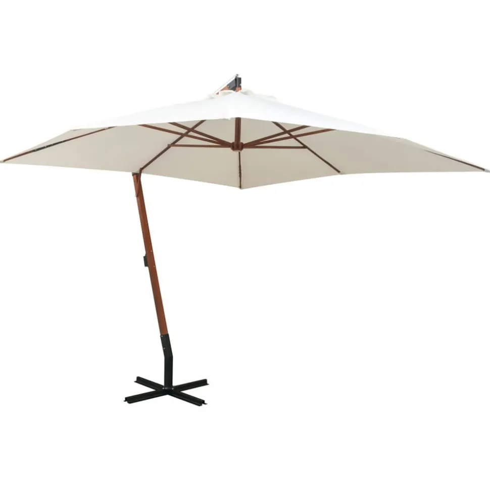 MAISON EXCLUSIVE - Parasol suspendu avec poteau en bois 300x300 cm blanc