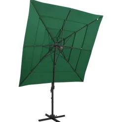 MAISON EXCLUSIVE - Parasol de jardin à 4 niveaux avec mât en aluminium vert