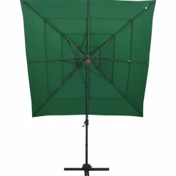 MAISON EXCLUSIVE - Parasol de jardin à 4 niveaux avec mât en aluminium vert