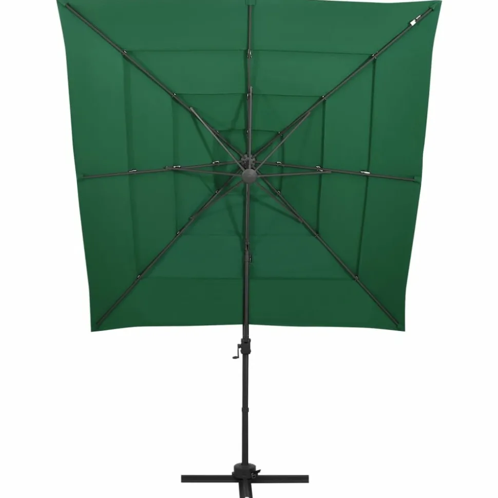 MAISON EXCLUSIVE - Parasol de jardin à 4 niveaux avec mât en aluminium vert