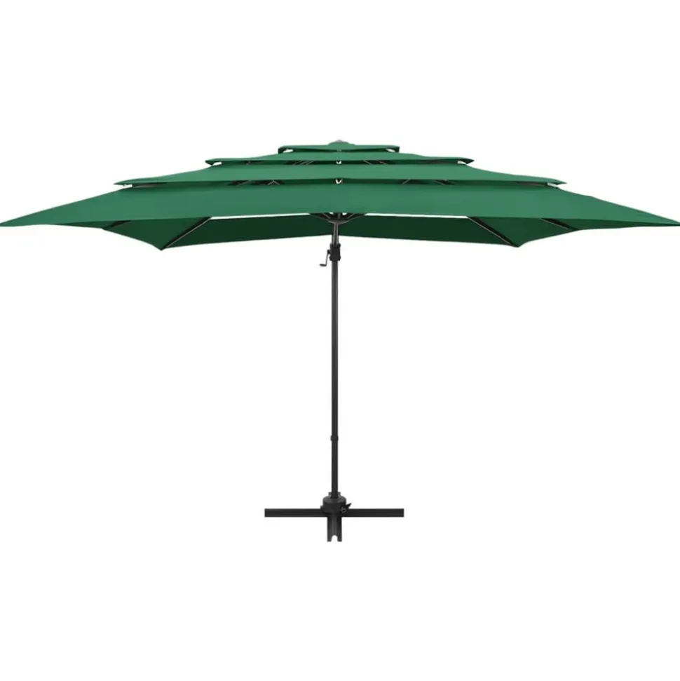 MAISON EXCLUSIVE - Parasol de jardin à 4 niveaux avec mât en aluminium vert