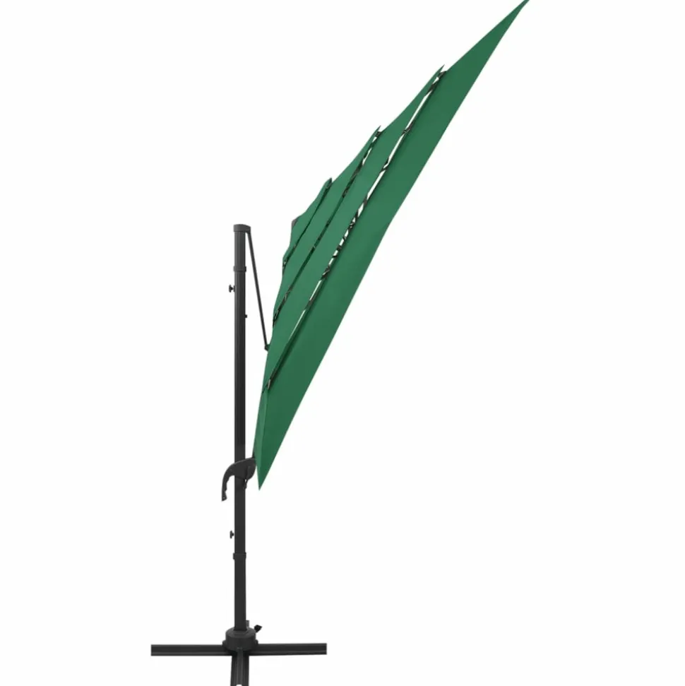 MAISON EXCLUSIVE - Parasol de jardin à 4 niveaux avec mât en aluminium vert