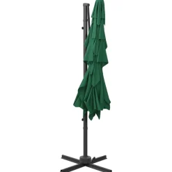 MAISON EXCLUSIVE - Parasol de jardin à 4 niveaux avec mât en aluminium vert