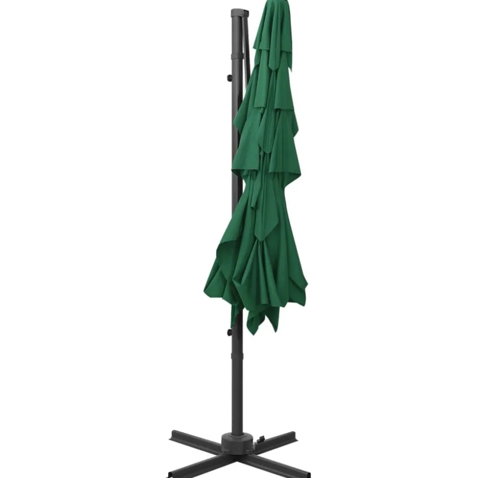 MAISON EXCLUSIVE - Parasol de jardin à 4 niveaux avec mât en aluminium vert