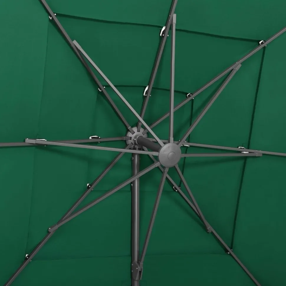 MAISON EXCLUSIVE - Parasol de jardin à 4 niveaux avec mât en aluminium vert