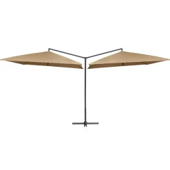 MAISON EXCLUSIVE - Parasol double avec mât en acier 250 x 250 cm taupe