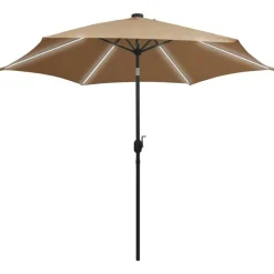 MAISON EXCLUSIVE - Parasol de jardin avec lumières led et mât en aluminium taupe