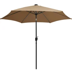 MAISON EXCLUSIVE - Parasol de jardin avec lumières led et mât en aluminium taupe