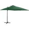 MAISON EXCLUSIVE - Parasol de jardin en porte-à-faux et mât et lumières led vert