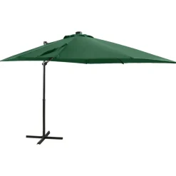 MAISON EXCLUSIVE - Parasol de jardin en porte-à-faux et mât et lumières led vert